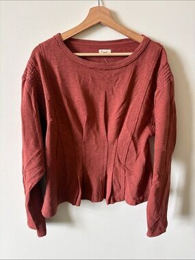 Anthropologie  Rust Red Long Sleeve Top